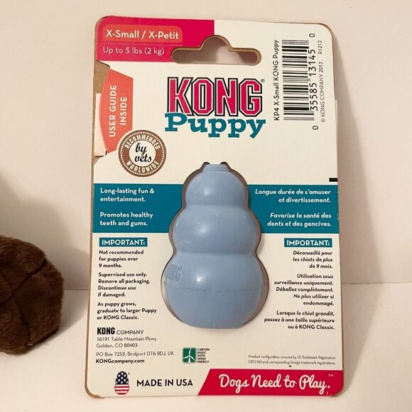 Kong Puppy XS Teething Rubber Chew Toy and Kong Beaver Removable Squeaker - Picture 5 of 9
